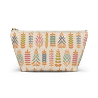 Stamped Leaves Accessory Pouch w T-bottom in Orange